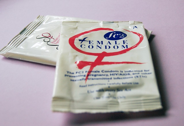 White sachet of condoms