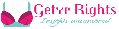 An animated pink bra with website title